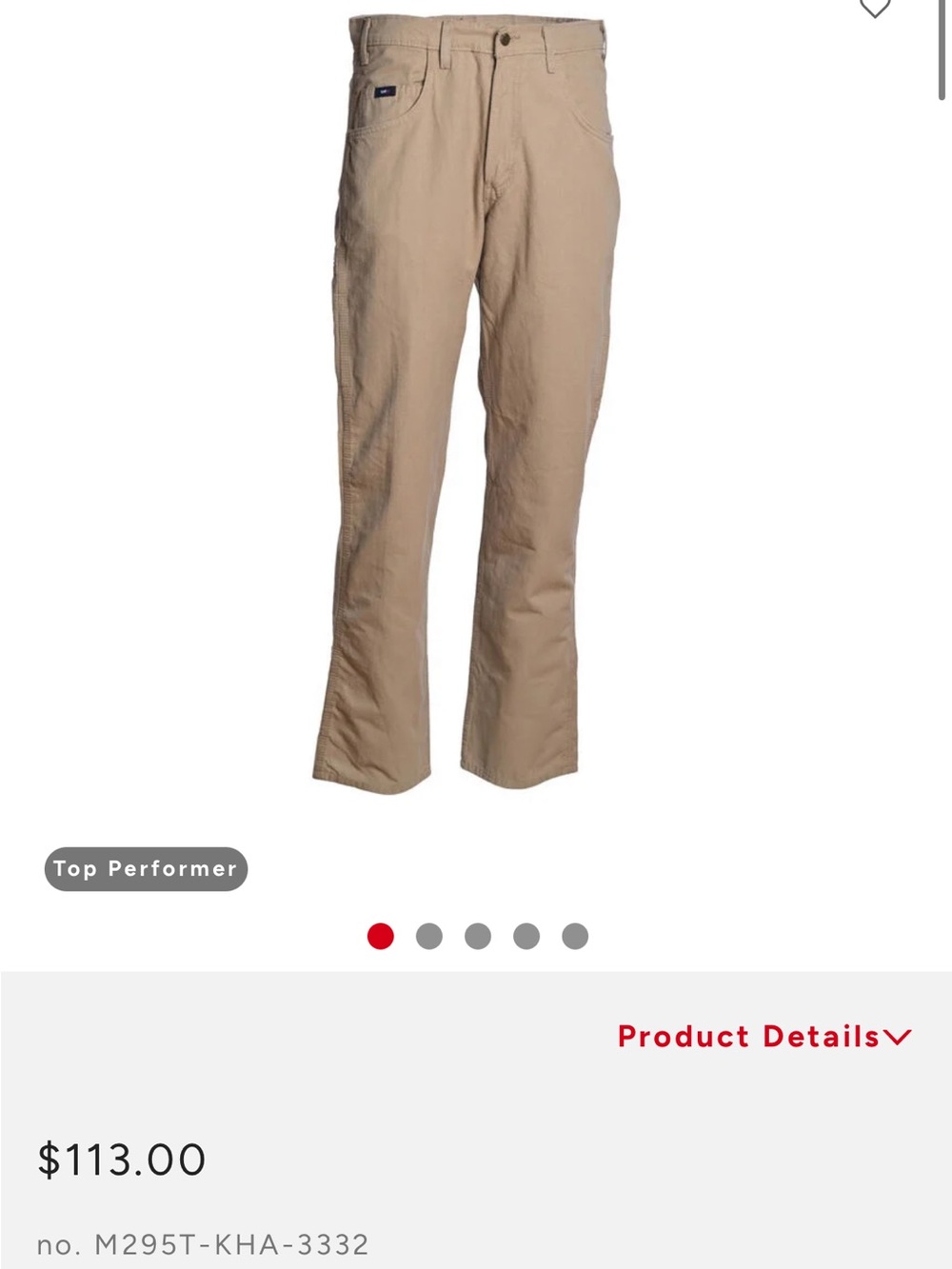 Tyndale summer weight fr work plain front pants